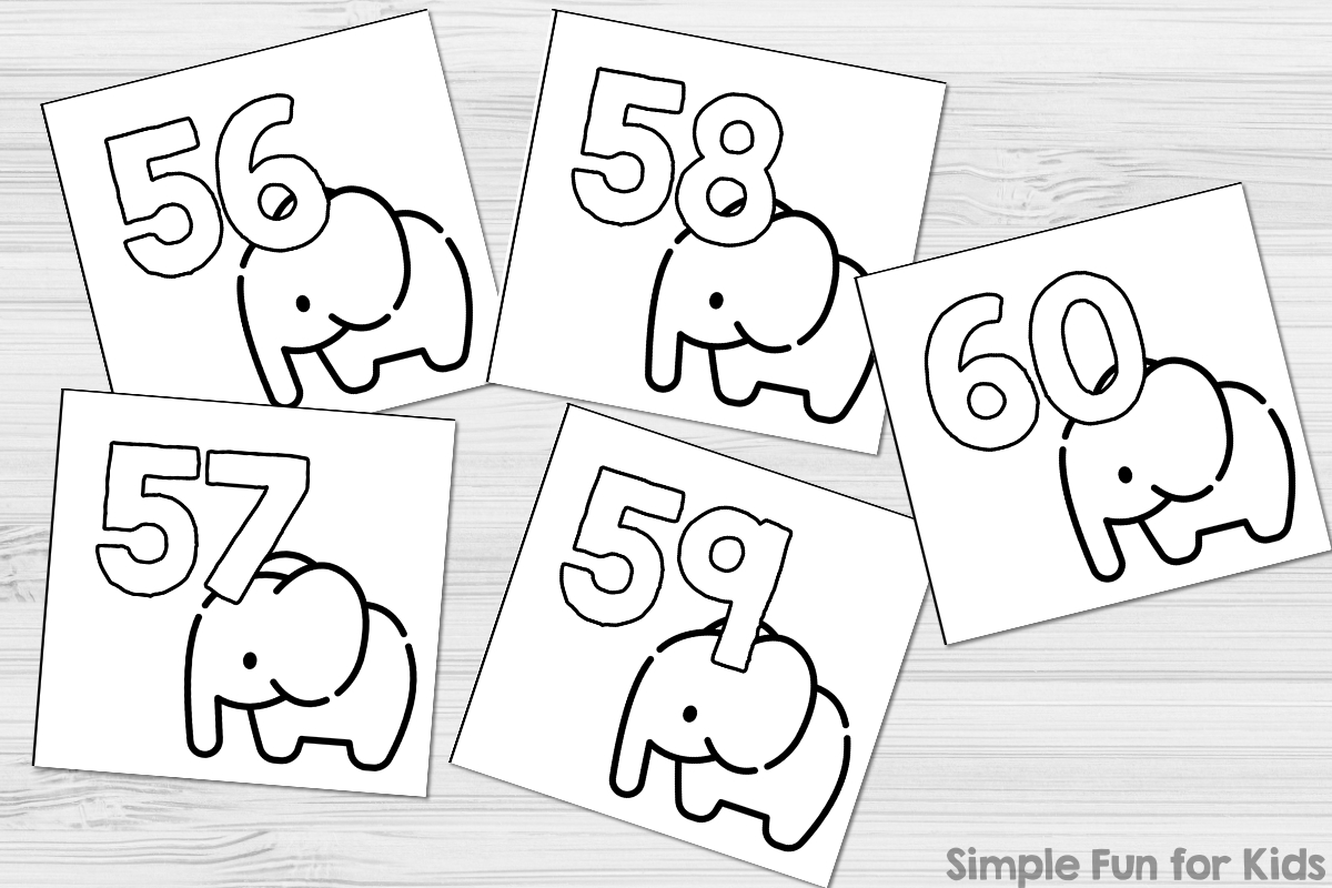 White Elephant Number Cards - Simple Fun for Kids VIP