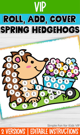 Spring Hedgehogs Roll, Add, and Cover Game