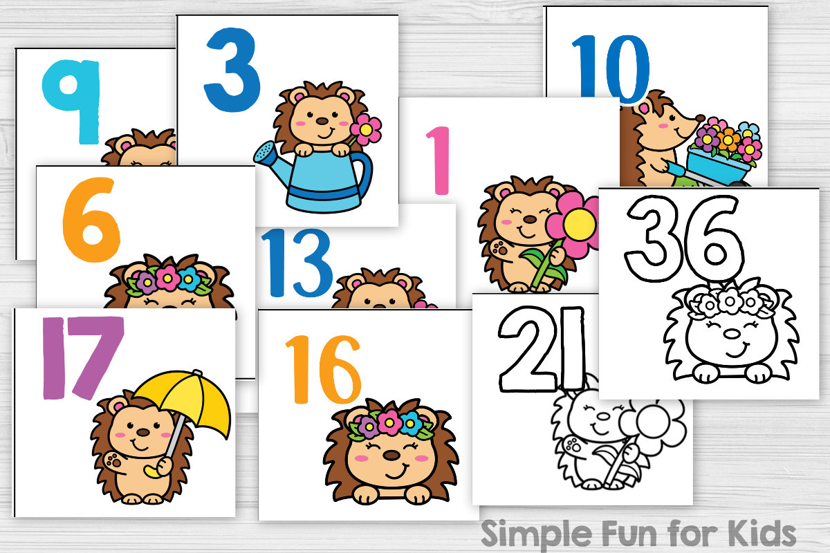 Spring Hedgehogs Number Cards - Simple Fun for Kids VIP