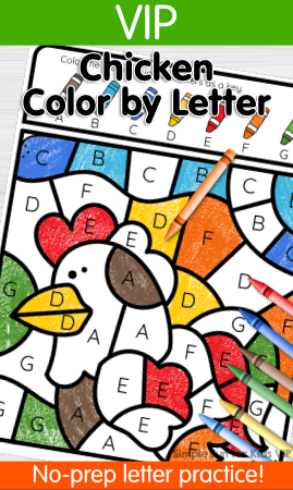 Chicken Color by Letter Coloring Page Printable