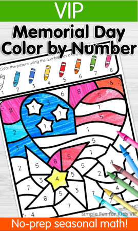Memorial Day Color by Number Coloring Page Printable